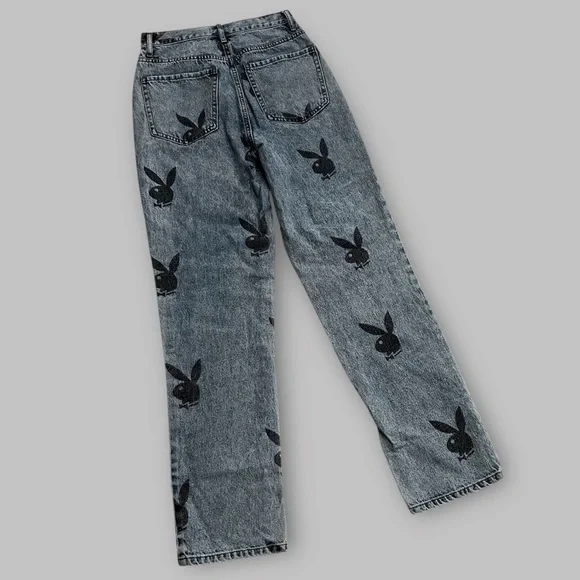 Playboy By Pacsun Mom Jeans Size 25 Button Fly Denim Acid Wash Straight Leg Y2K - Picture 4 of 7